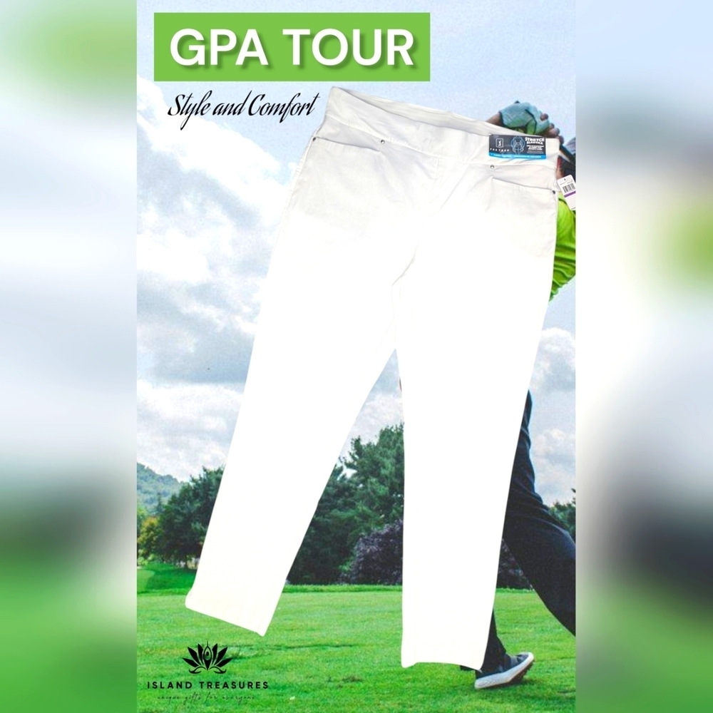NWT PGA Tour Women Pants Sz XXL Stretch/White/Moisturizer Wicking/Breathable